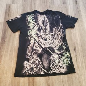 Affliction Heroes & Demons t-shirt black with green foil